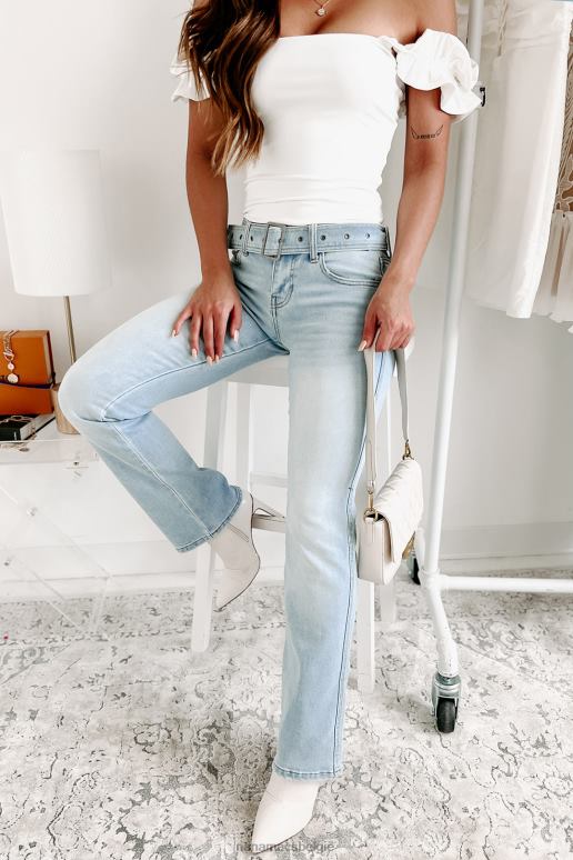 licht bijpassende vibes gordel laagbouw cello flare jeans NanaMacs HPTT3508