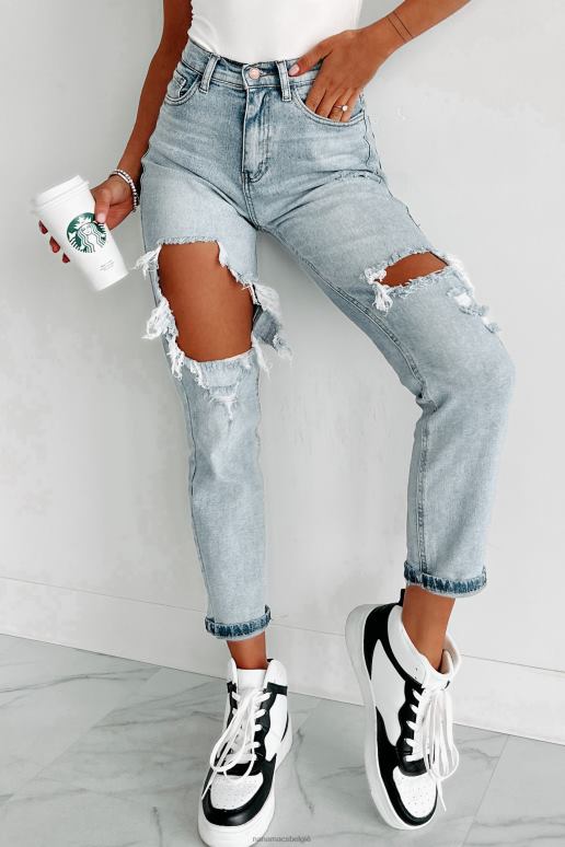 licht bonita distressed boyfriend jeans met hoge taille NanaMacs HPTT3464