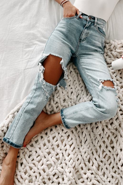 licht bonita distressed boyfriend jeans met hoge taille NanaMacs HPTT3464