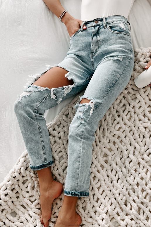 licht bonita distressed boyfriend jeans met hoge taille NanaMacs HPTT3464