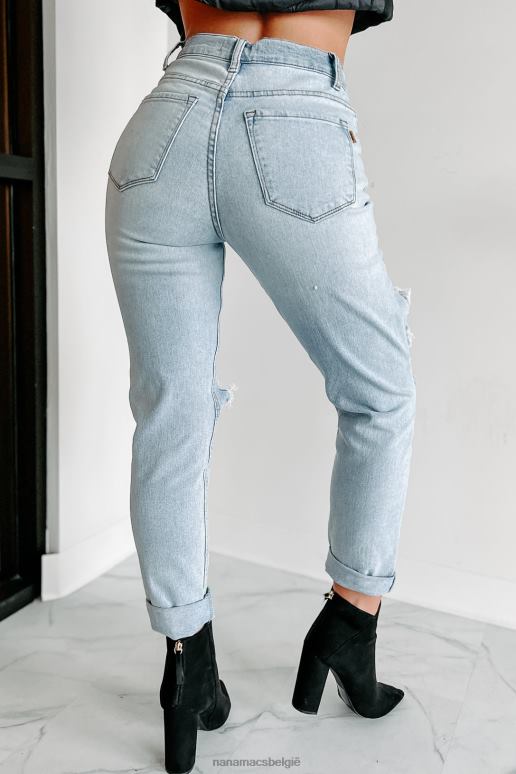licht bonita distressed boyfriend jeans met hoge taille NanaMacs HPTT3464