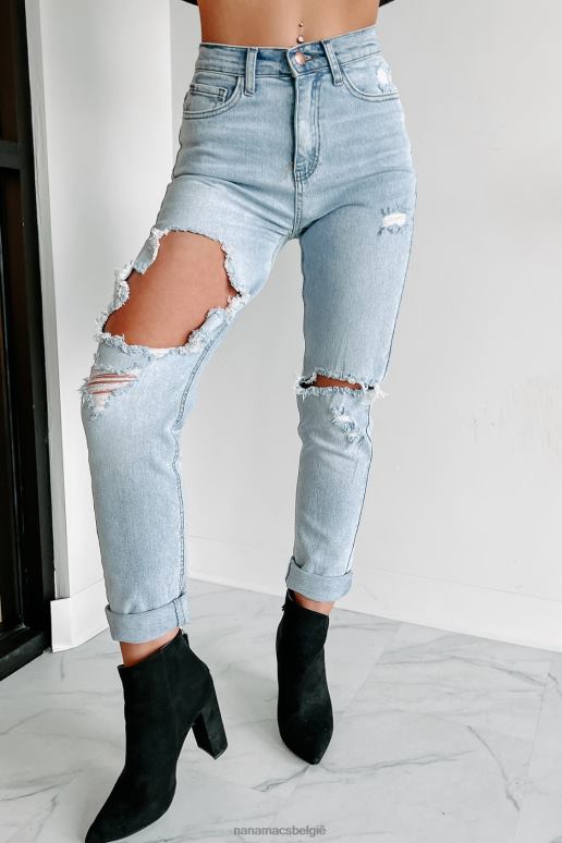 licht bonita distressed boyfriend jeans met hoge taille NanaMacs HPTT3464
