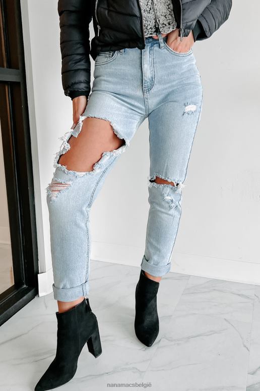 licht bonita distressed boyfriend jeans met hoge taille NanaMacs HPTT3464