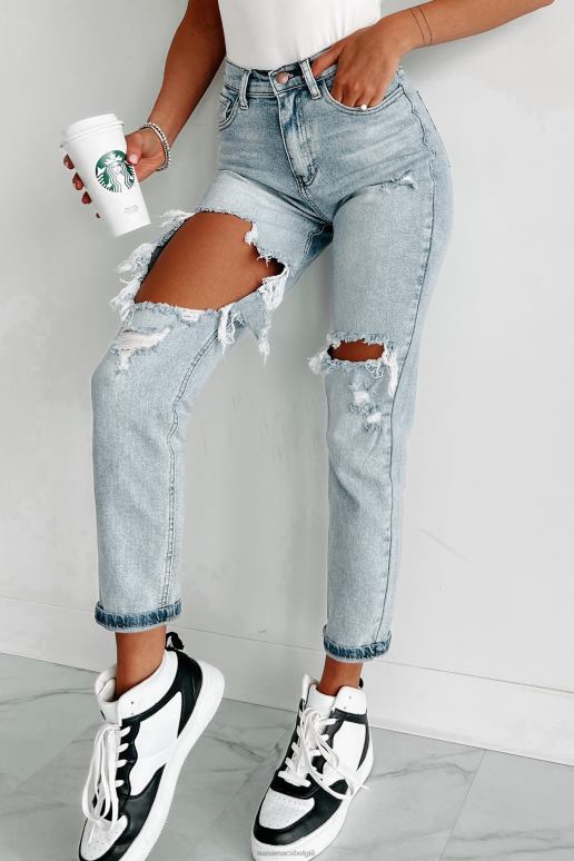 licht bonita distressed boyfriend jeans met hoge taille NanaMacs HPTT3464