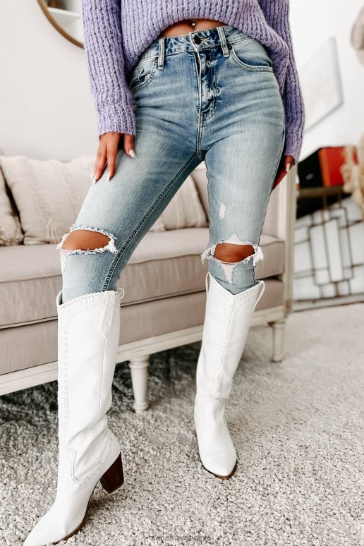 licht cool your jets distressed eunina skinny jeans met hoge taille NanaMacs HPTT3421