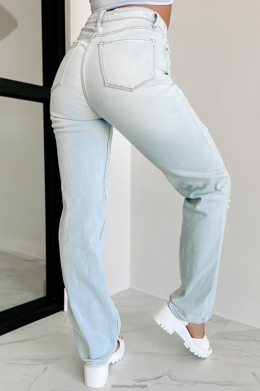 licht delanor distressed jeans met hoge taille en rechte pijpen NanaMacs HPTT3452