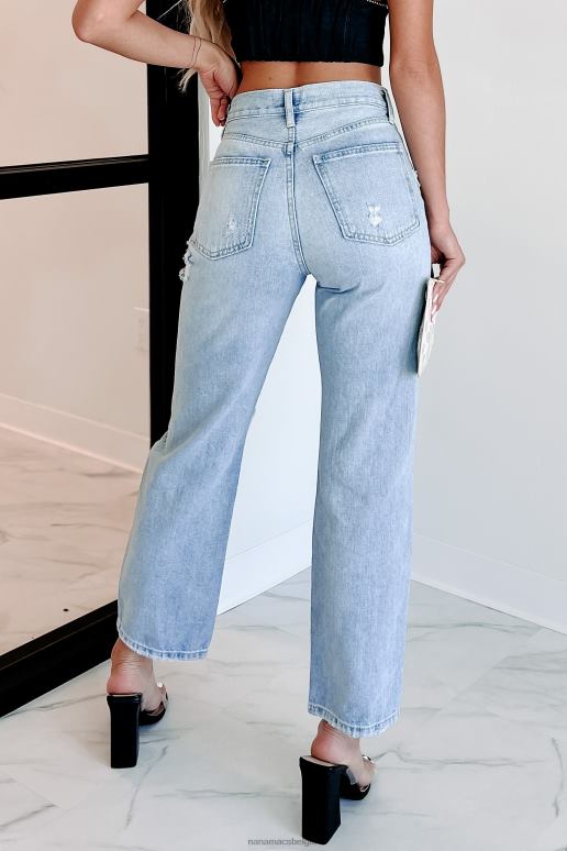 licht denim Timothy verontruste dad jeans met hoge taille NanaMacs HPTT3474