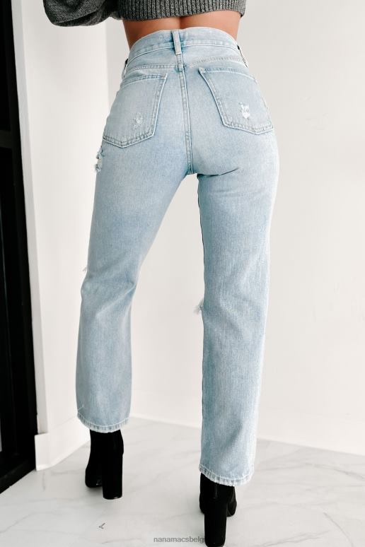 licht denim Timothy verontruste dad jeans met hoge taille NanaMacs HPTT3474