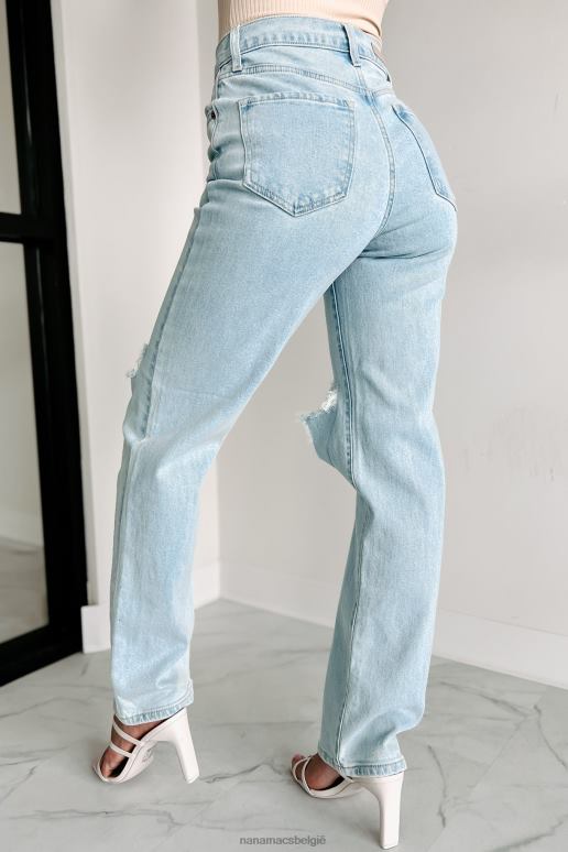 licht denim jude jeans met hoge taille en verweerde cello dad NanaMacs HPTT3399