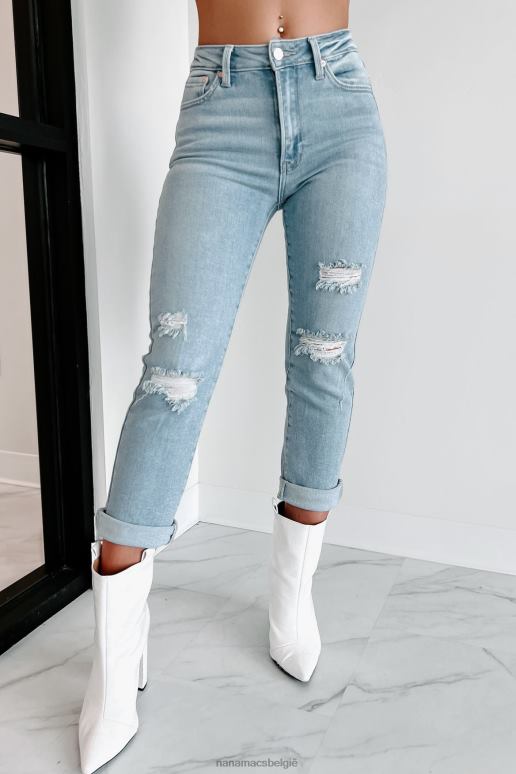 licht denim kristen getailleerde cropped jeans met hoge taille NanaMacs HPTT3456
