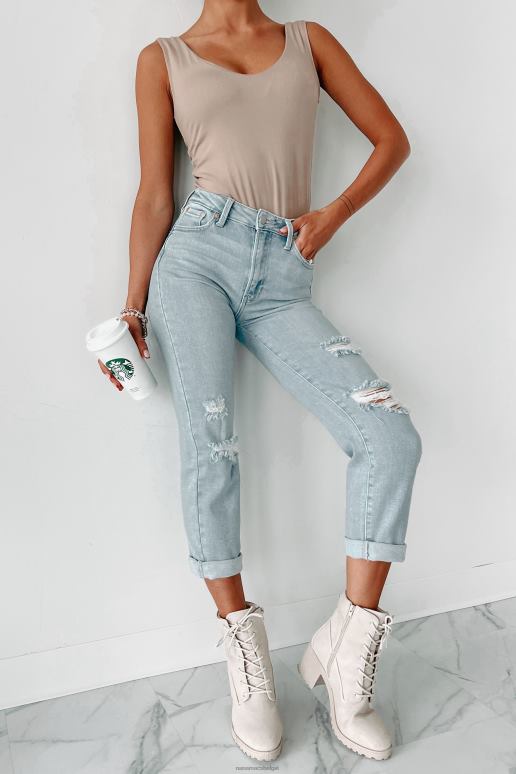 licht denim kristen getailleerde cropped jeans met hoge taille NanaMacs HPTT3456