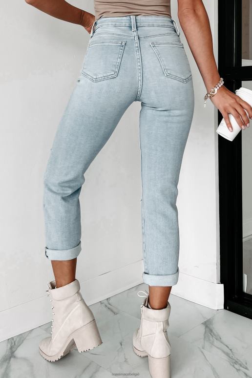 licht denim kristen getailleerde cropped jeans met hoge taille NanaMacs HPTT3456