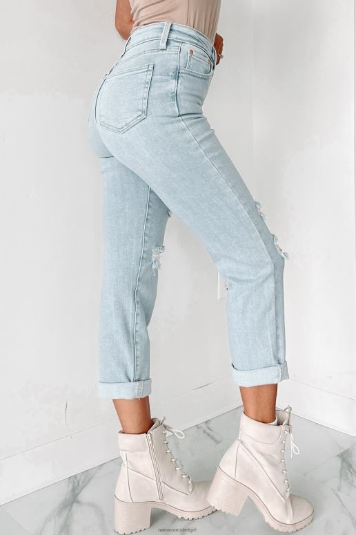 licht denim kristen getailleerde cropped jeans met hoge taille NanaMacs HPTT3456