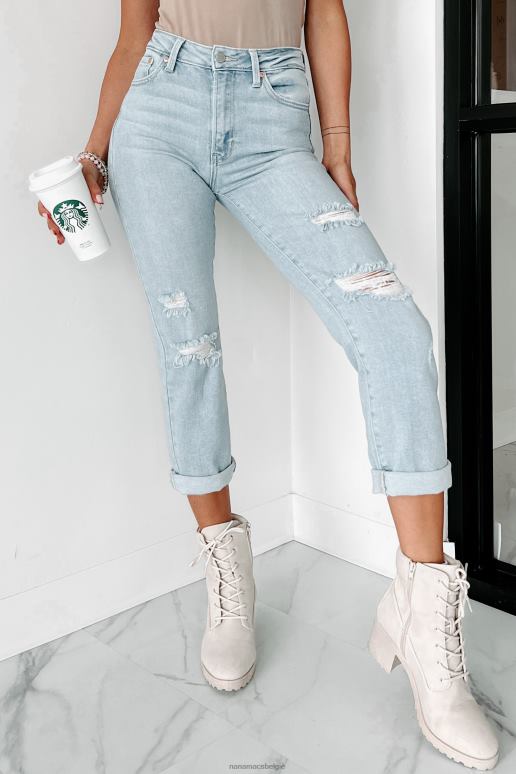 licht denim kristen getailleerde cropped jeans met hoge taille NanaMacs HPTT3456