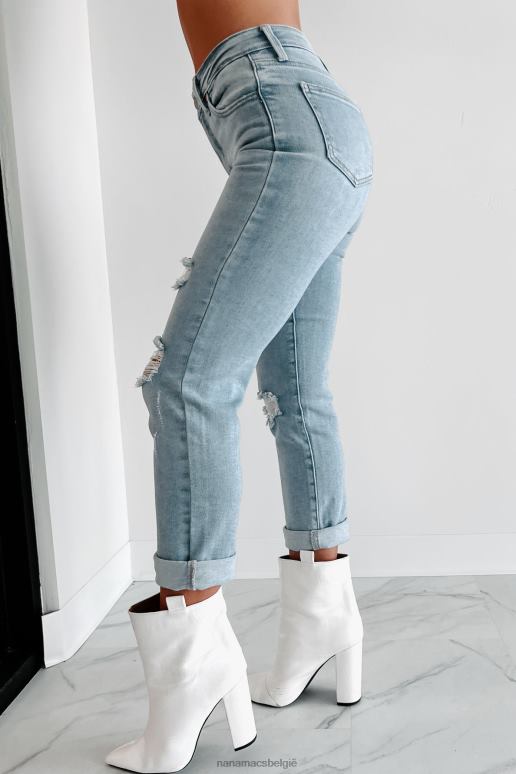 licht denim kristen getailleerde cropped jeans met hoge taille NanaMacs HPTT3456