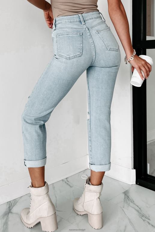 licht denim kristen getailleerde cropped jeans met hoge taille NanaMacs HPTT3456