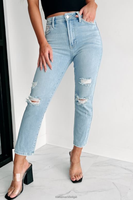 licht denim kristen getailleerde cropped jeans met hoge taille NanaMacs HPTT3456