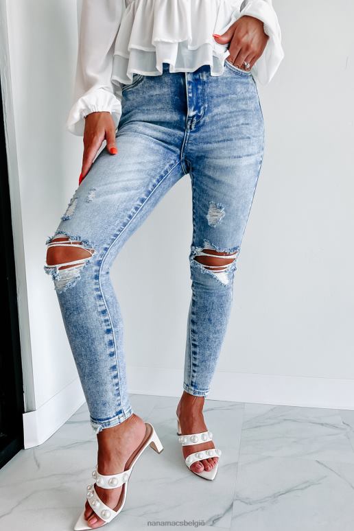 licht denim loslatende high rise cello distressed skinny jeans NanaMacs HPTT3453