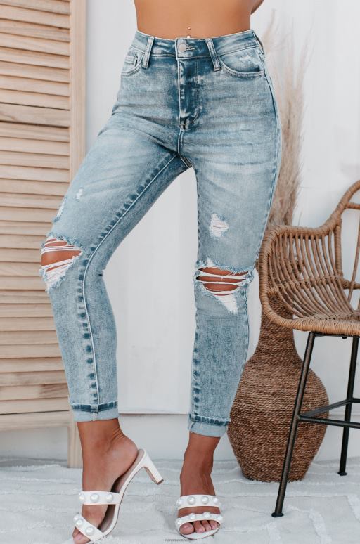 licht denim loslatende high rise cello distressed skinny jeans NanaMacs HPTT3453