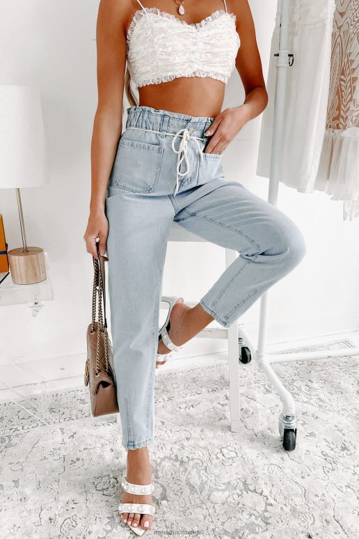 licht denim midtown meet ups paperbag jeans met rechte pijpen NanaMacs HPTT3383