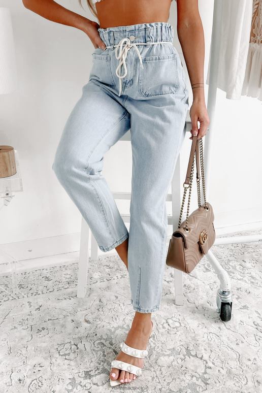 licht denim midtown meet ups paperbag jeans met rechte pijpen NanaMacs HPTT3383
