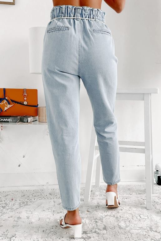 licht denim midtown meet ups paperbag jeans met rechte pijpen NanaMacs HPTT3383