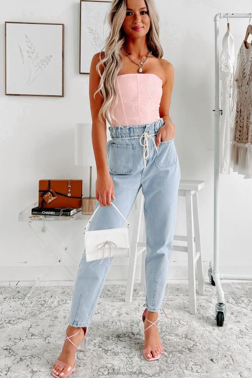 licht denim midtown meet ups paperbag jeans met rechte pijpen NanaMacs HPTT3383