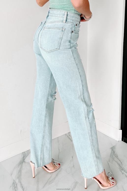 licht denim onderschatte jeans met hoge taille en rechte pijpen NanaMacs HPTT3457