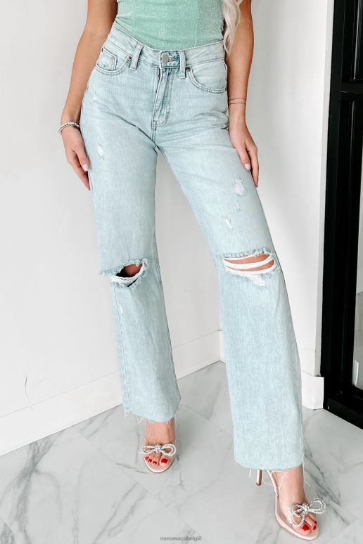 licht denim onderschatte jeans met hoge taille en rechte pijpen NanaMacs HPTT3457