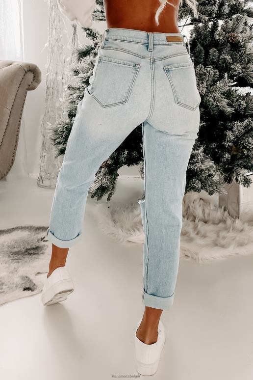 licht denim road trip wonders distressed jeans met hoge taille NanaMacs HPTT3480