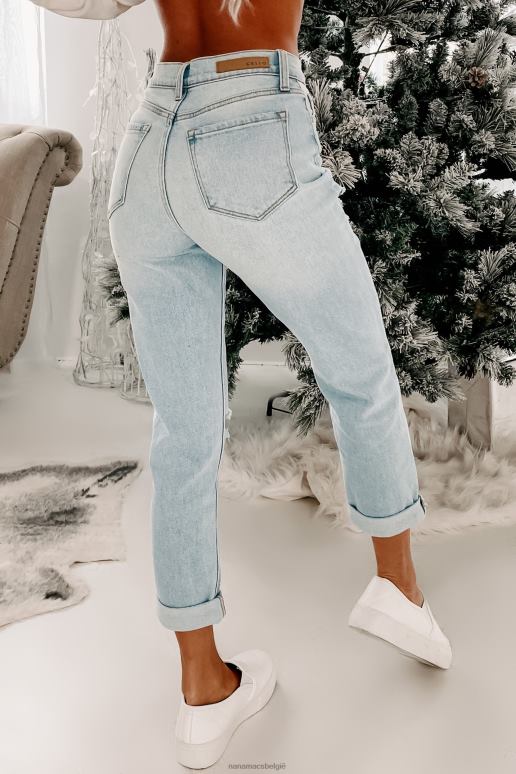 licht denim road trip wonders distressed jeans met hoge taille NanaMacs HPTT3480