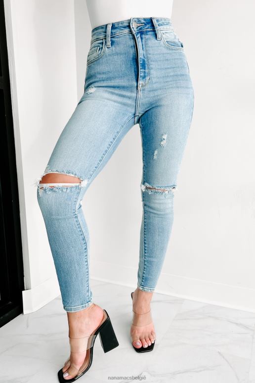 licht denim zeg het luider verontruste cello skinny jeans met hoge taille NanaMacs HPTT3413