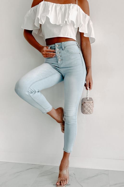 licht fast forward skinny jeans met hoge taille en knoopsluiting NanaMacs HPTT3392