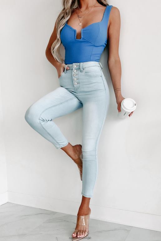 licht fast forward skinny jeans met hoge taille en knoopsluiting NanaMacs HPTT3392