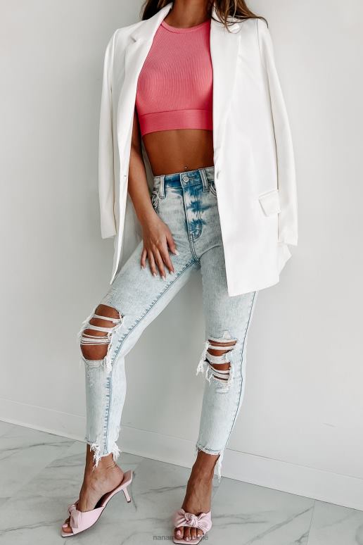 licht hollis versleten eunina skinny jeans met hoge taille NanaMacs HPTT3404