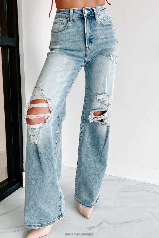 licht kam jeans met hoge taille en rechte pijpen NanaMacs HPTT3459