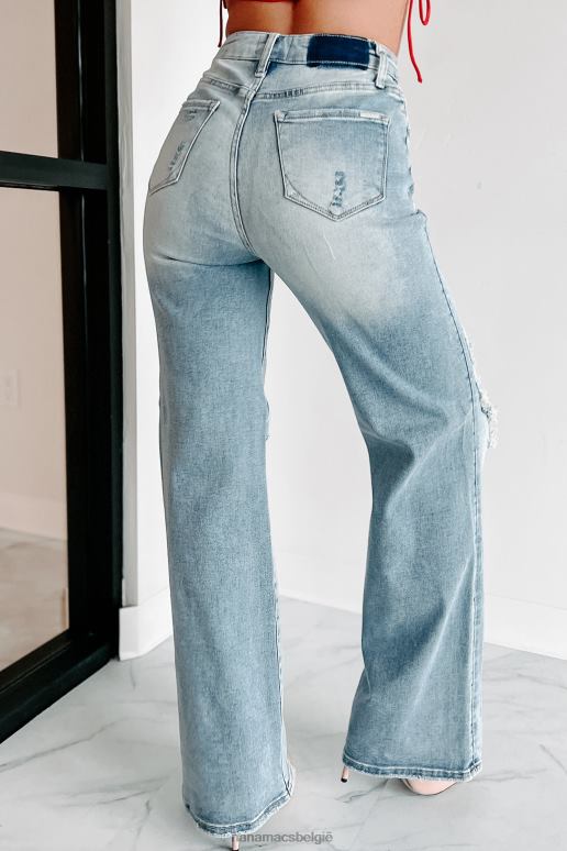 licht kam jeans met hoge taille en rechte pijpen NanaMacs HPTT3459