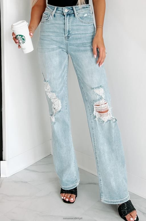 licht kam jeans met hoge taille en rechte pijpen NanaMacs HPTT3459