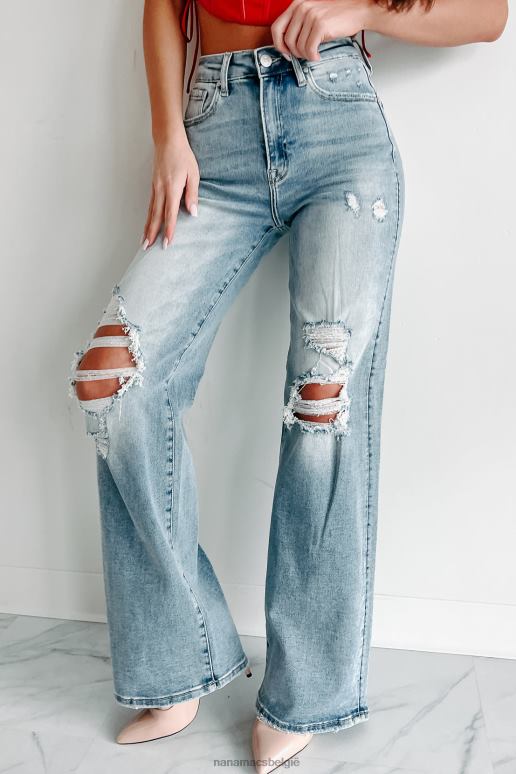 licht kam jeans met hoge taille en rechte pijpen NanaMacs HPTT3459