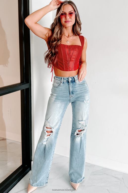 licht kam jeans met hoge taille en rechte pijpen NanaMacs HPTT3459