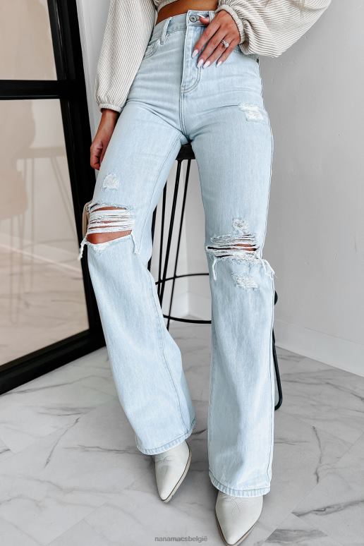 licht montana mood 90's kancan distressed flare jeans met hoge taille NanaMacs HPTT3409