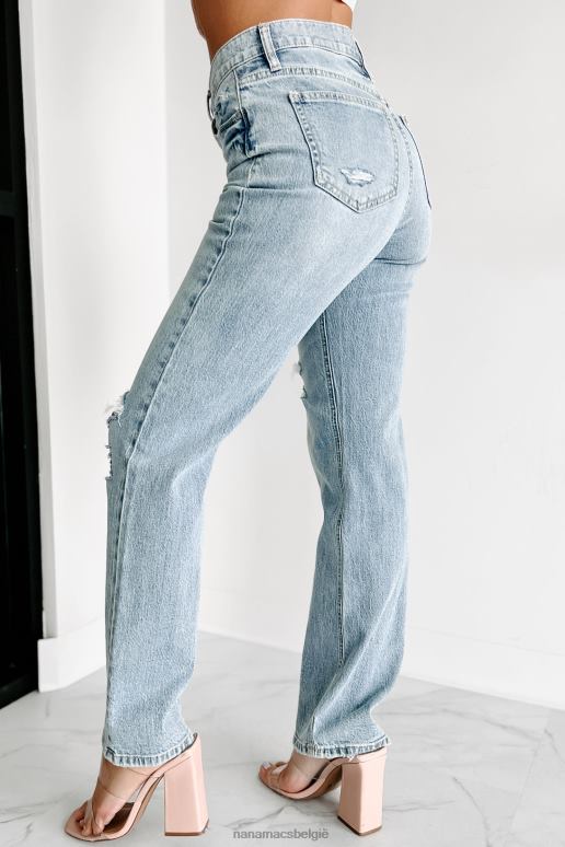 licht psycho eunina distressed dad jeans met hoge taille NanaMacs HPTT3417