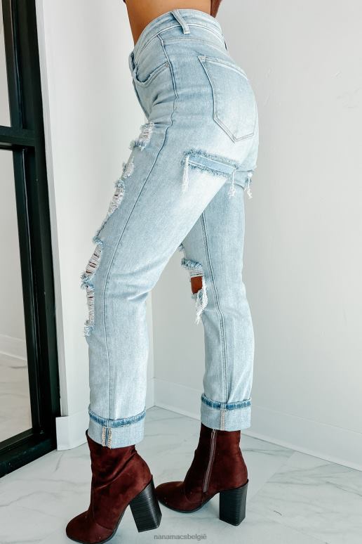 licht warren high rise distressed risen jeans met rechte pijpen NanaMacs HPTT3454