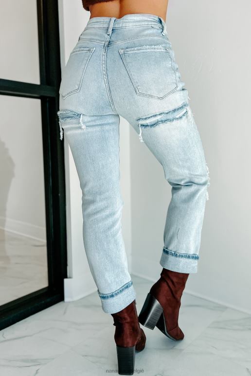 licht warren high rise distressed risen jeans met rechte pijpen NanaMacs HPTT3454