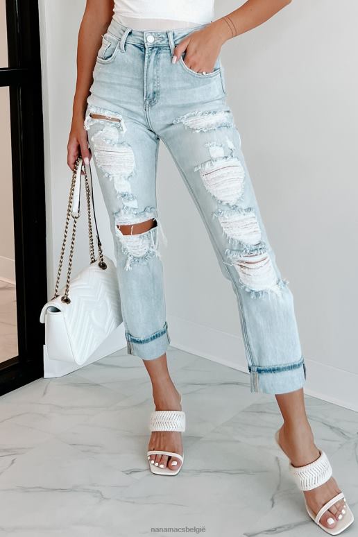 licht warren high rise distressed risen jeans met rechte pijpen NanaMacs HPTT3454