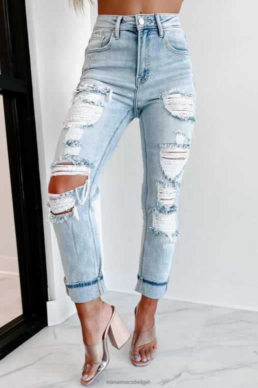 licht warren high rise distressed risen jeans met rechte pijpen NanaMacs HPTT3454