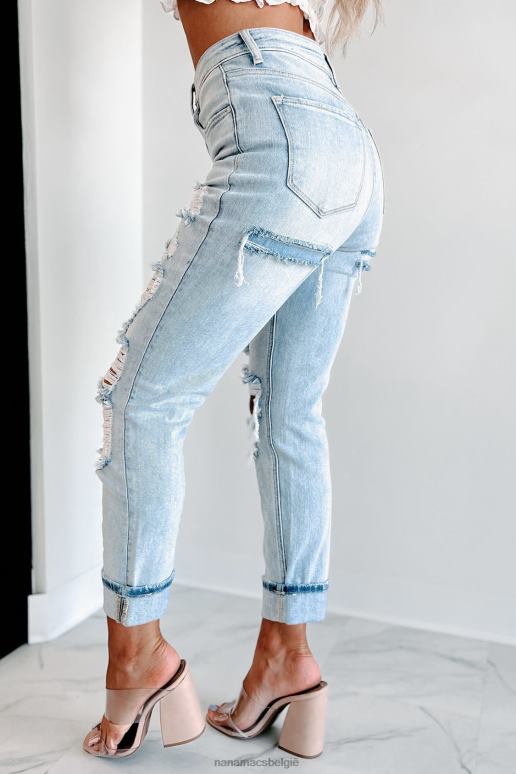 licht warren high rise distressed risen jeans met rechte pijpen NanaMacs HPTT3454