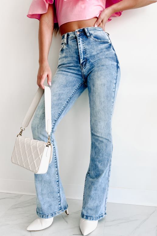 lichte steen Charlene levendige flare jeans met hoge taille NanaMacs HPTT3408