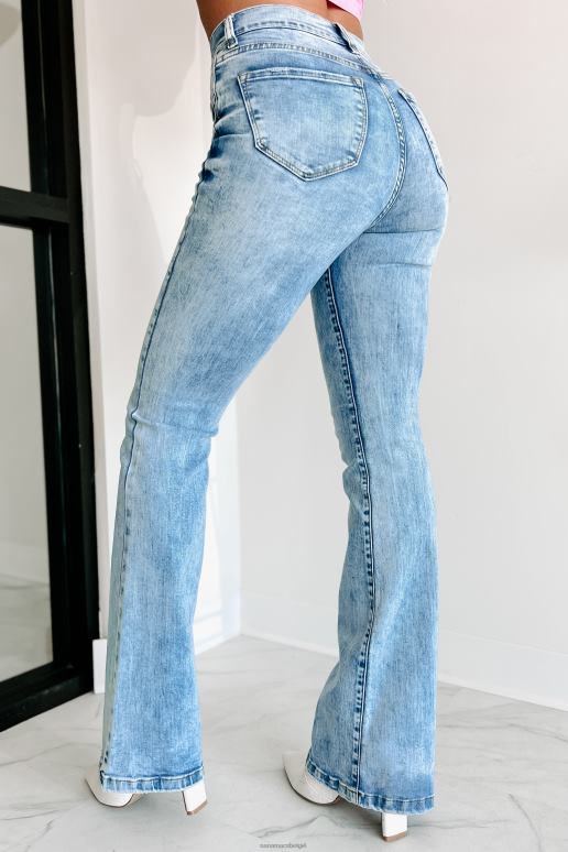 lichte steen Charlene levendige flare jeans met hoge taille NanaMacs HPTT3408
