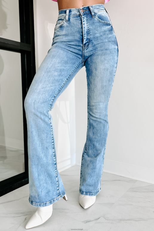 lichte steen Charlene levendige flare jeans met hoge taille NanaMacs HPTT3408